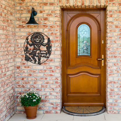 Southwest tribal inspired metal wall art durable steel wall sign