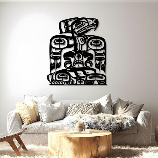 Haida thunderbird whale metal sign