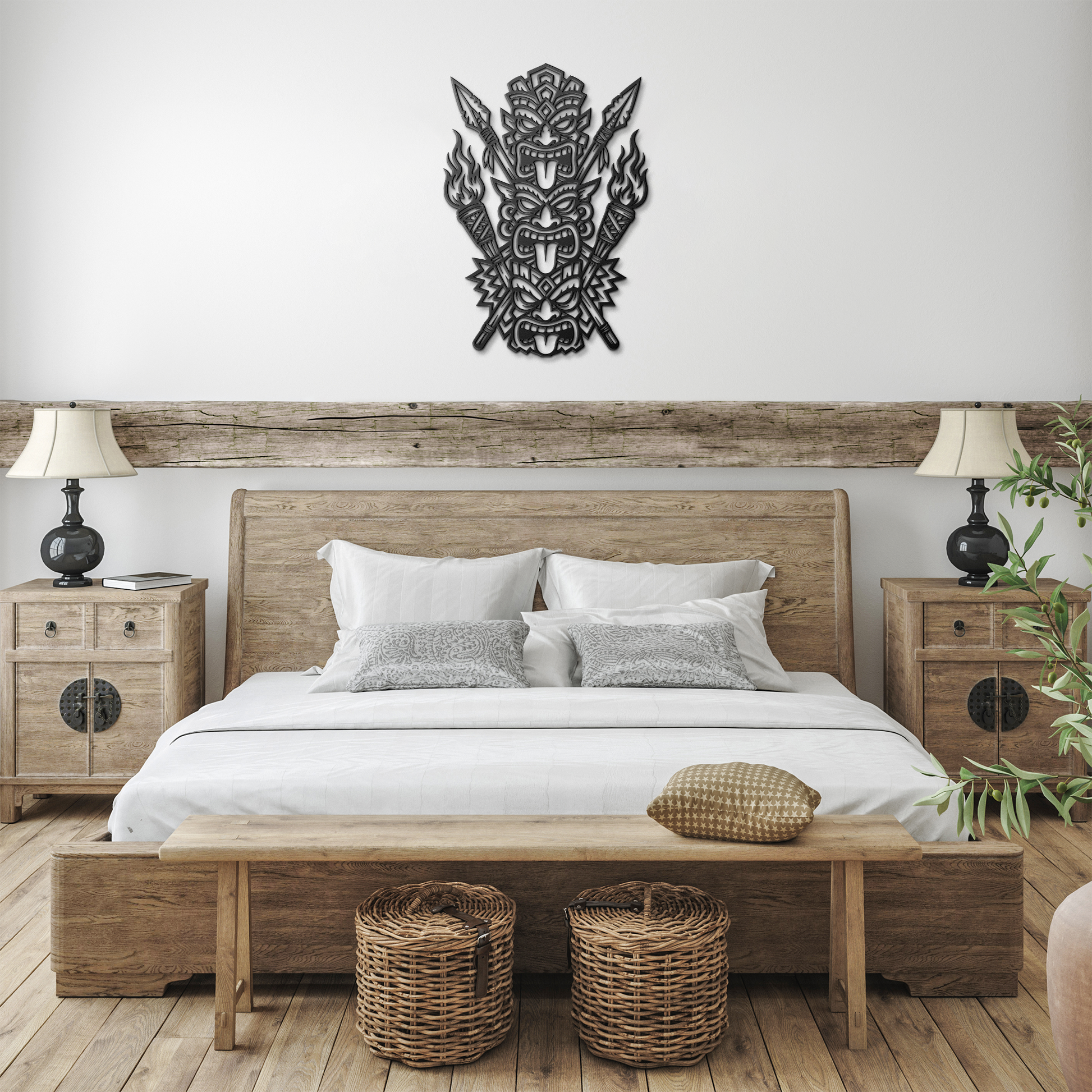 weatherproof tiki wall art for outdoor bar decor