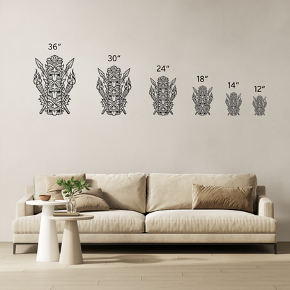 tropical metal wall art with totem design made in the USA
