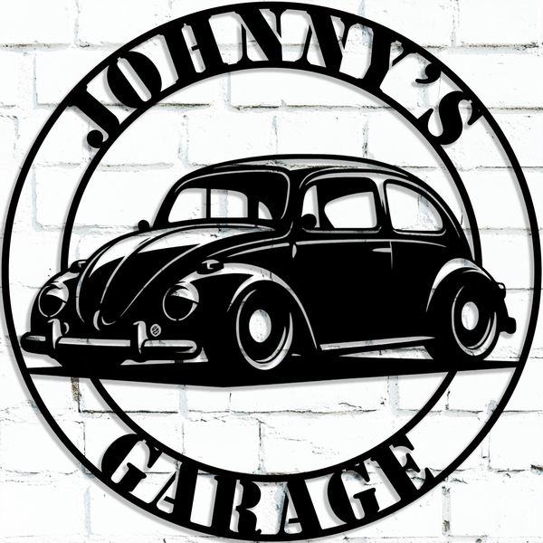Vintage VW Beetle Metal Garage Sign | Metal Art Signs