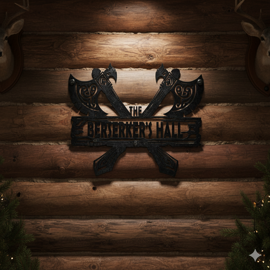 Personalized Viking axe metal sign