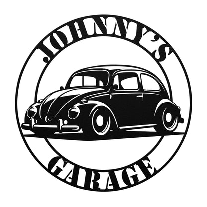 Retro Volkswagen metal sign – custom VW Bug decor for man cave