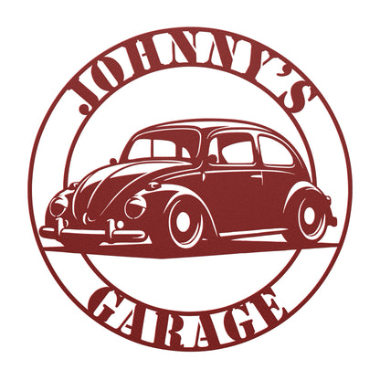 Personalized VW Bug wall sign – nostalgic retro garage decor