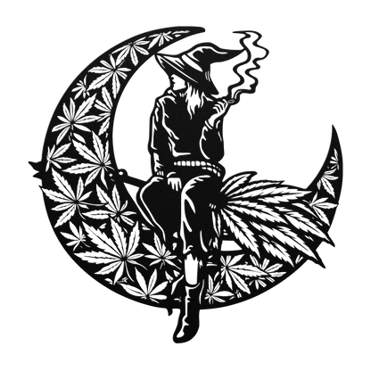 cannabis witch steel wall art