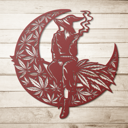 witch cannabis moon wall decor
