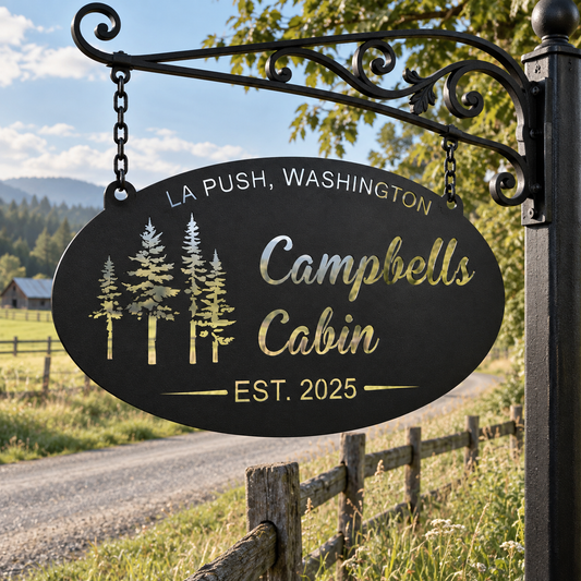 Custom cabin metal sign