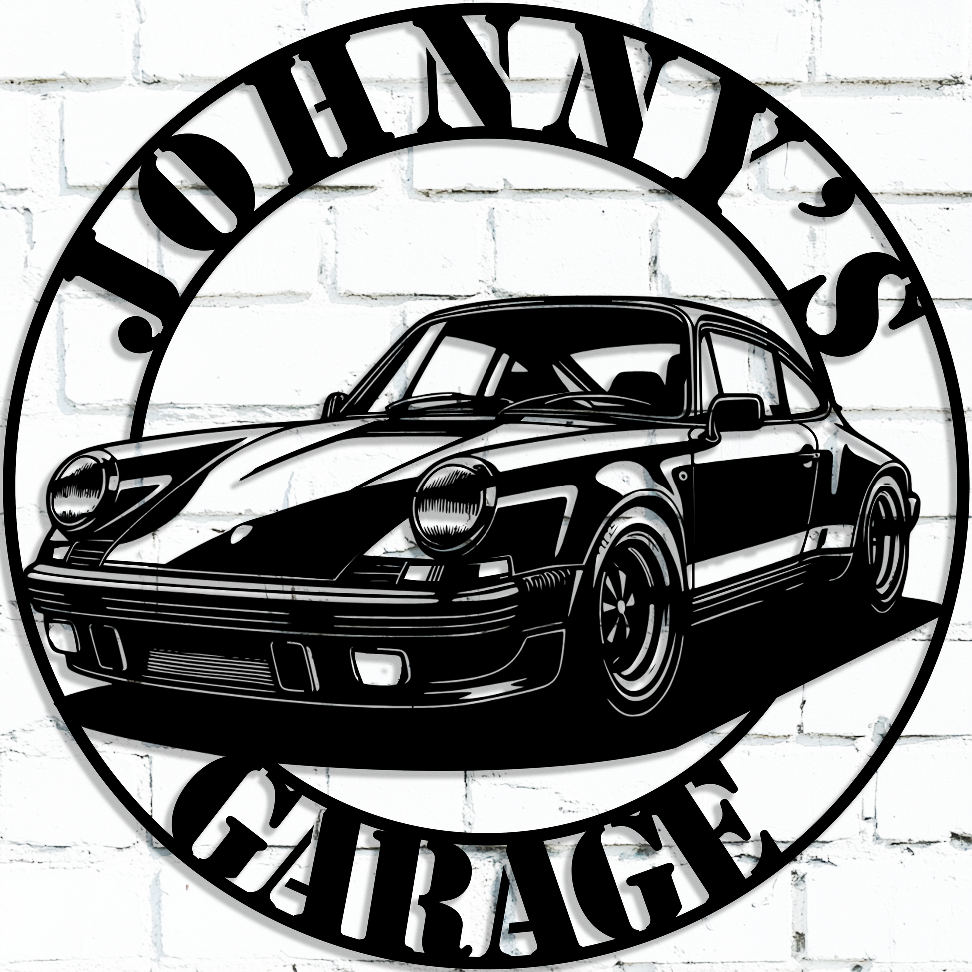 porsche 911 garage metal wall art