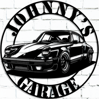 porsche 911 garage metal wall art