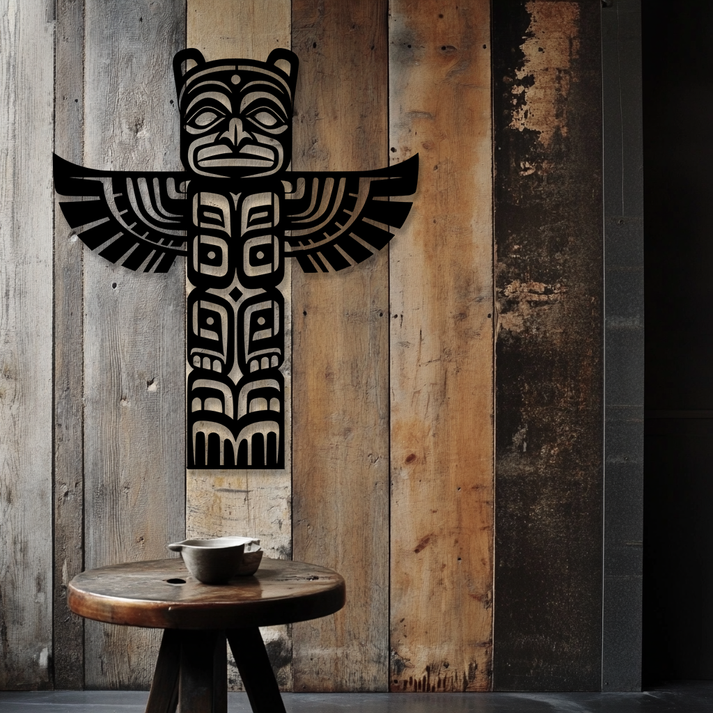Native American Totem Pole Metal Art - 18 Gauge Steel | Cultural Decor ...