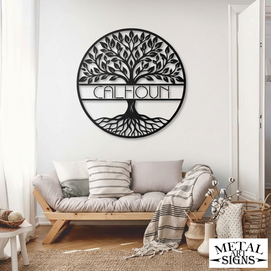 Custom tree of life metal family sign